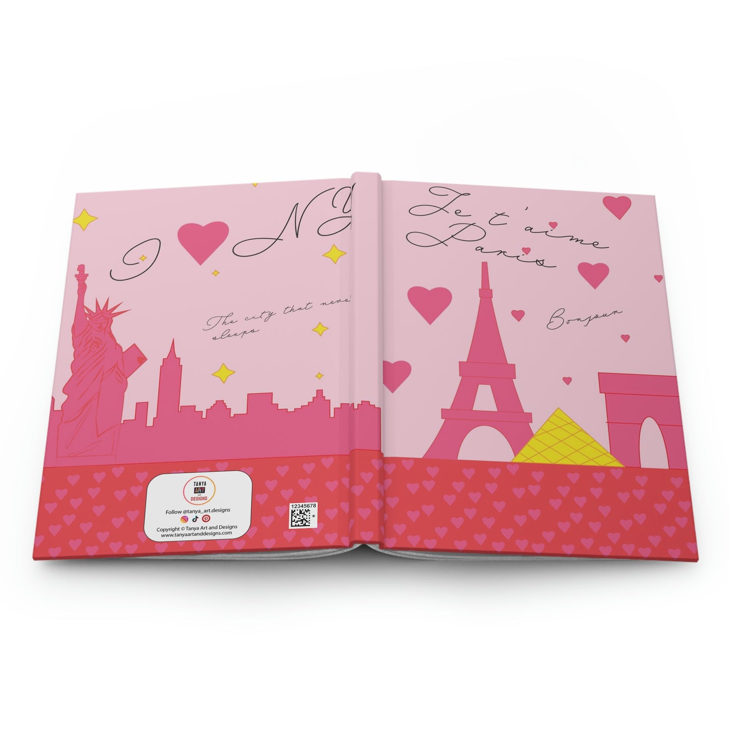 NYC x Paris (Pink Themed) Journal size 5.75 x 8, 150 lined pages (75 sheets) | the perfect Valentine’s Day gift for the city-lover in your life | Valentine’s Gifts | Journal Writing