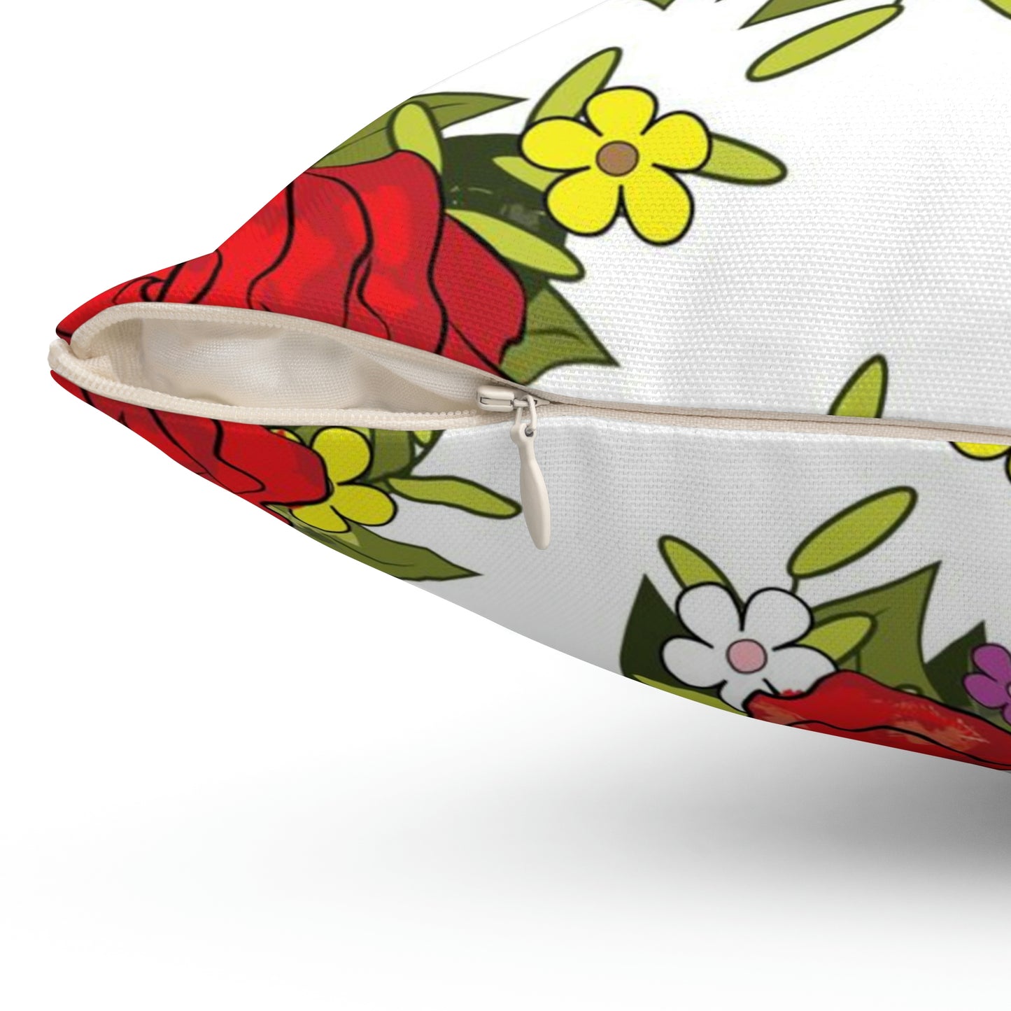Red Rose Pattern Polyester Square Pillow | Valentine's Pillow, Gifts for her and him