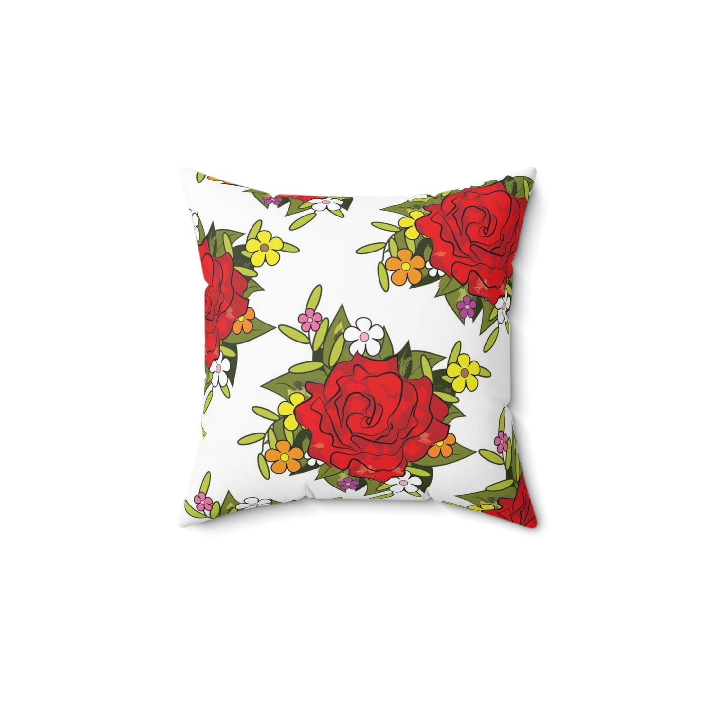Red Rose Pattern Polyester Square Pillow | Valentine's Pillow, Gifts for her and him