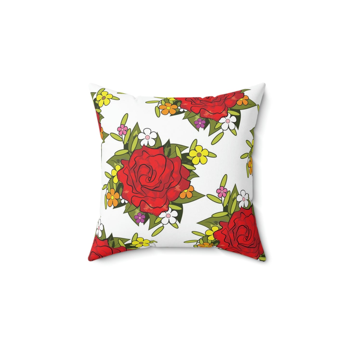 Red Rose Pattern Polyester Square Pillow | Valentine's Pillow, Gifts for her and him