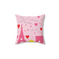Valentine's Themed (Eiffel Tower, the Louvre, the Arc of Triomphe, Je'Taime Paris, pink and red hearts) Spun Polyester Square Pillow